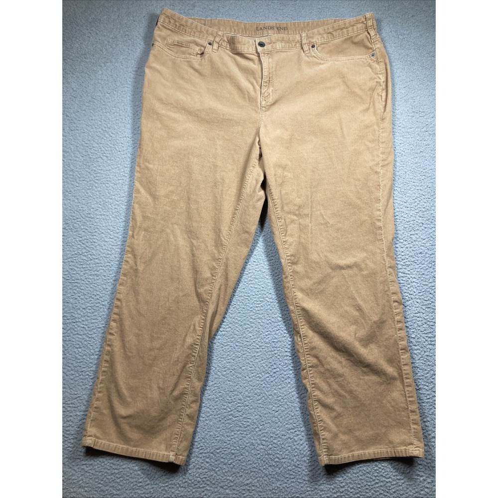 Lands' End Corduroy Pants Women's 22W Beige Mid Rise Straight Stretch‎ Heritage